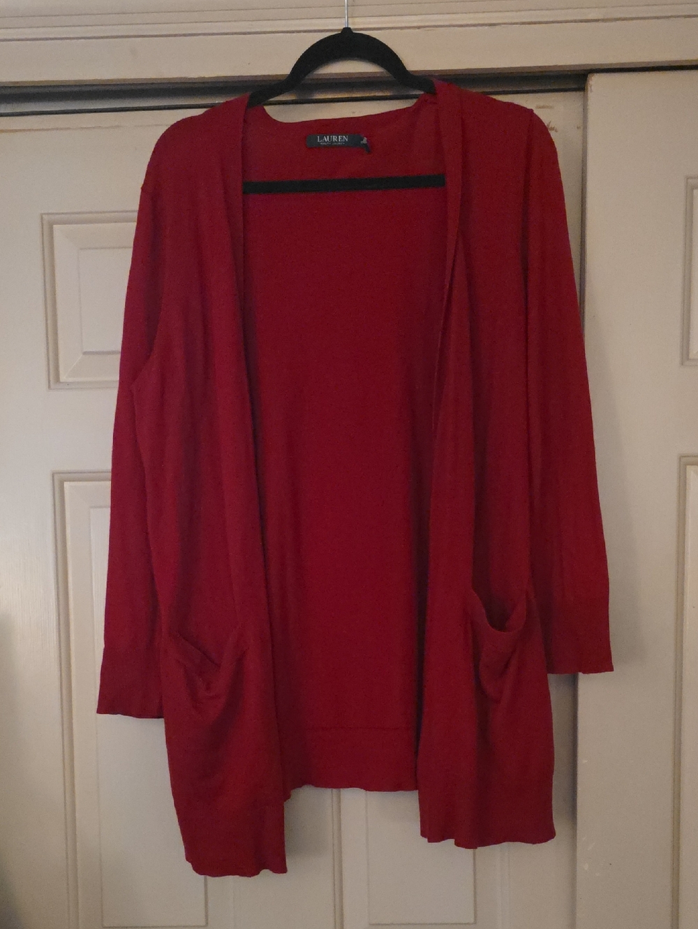Ralph Lauren Red Open-Front Cardigan